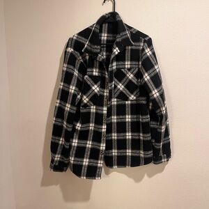Black & White Plaid Flannel Jacket